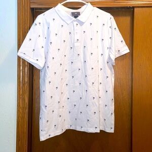 NWOT men’s size large, H&M palm tree polo, shirt, white  T28